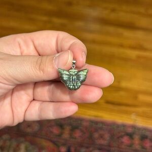 Labradorite Butterfly Pendant Silver bail